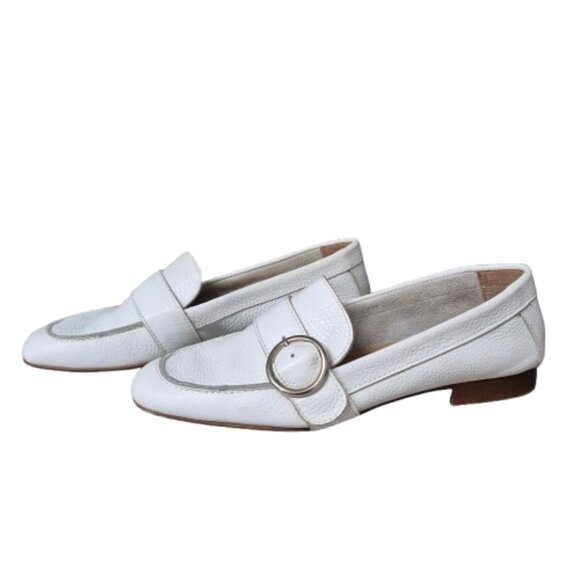 10 l'intervalle White Leather Buckle Loafers 41 - Picture 1 of 9